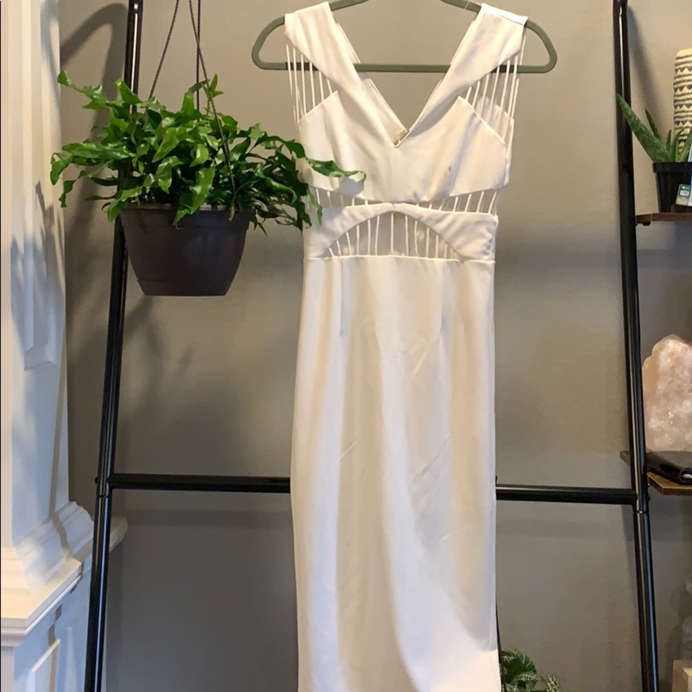 White Cute Out Midi Dress